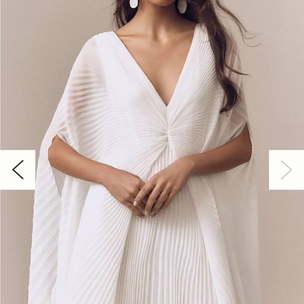 Anthropologie Elegant White Pleated Dress
